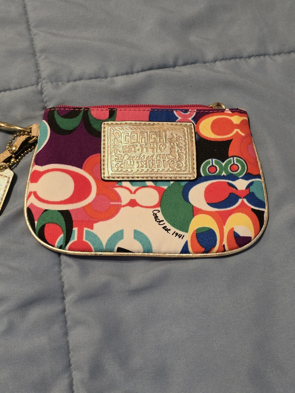 Coach Multicolor Signature Print Wristlet Pouch